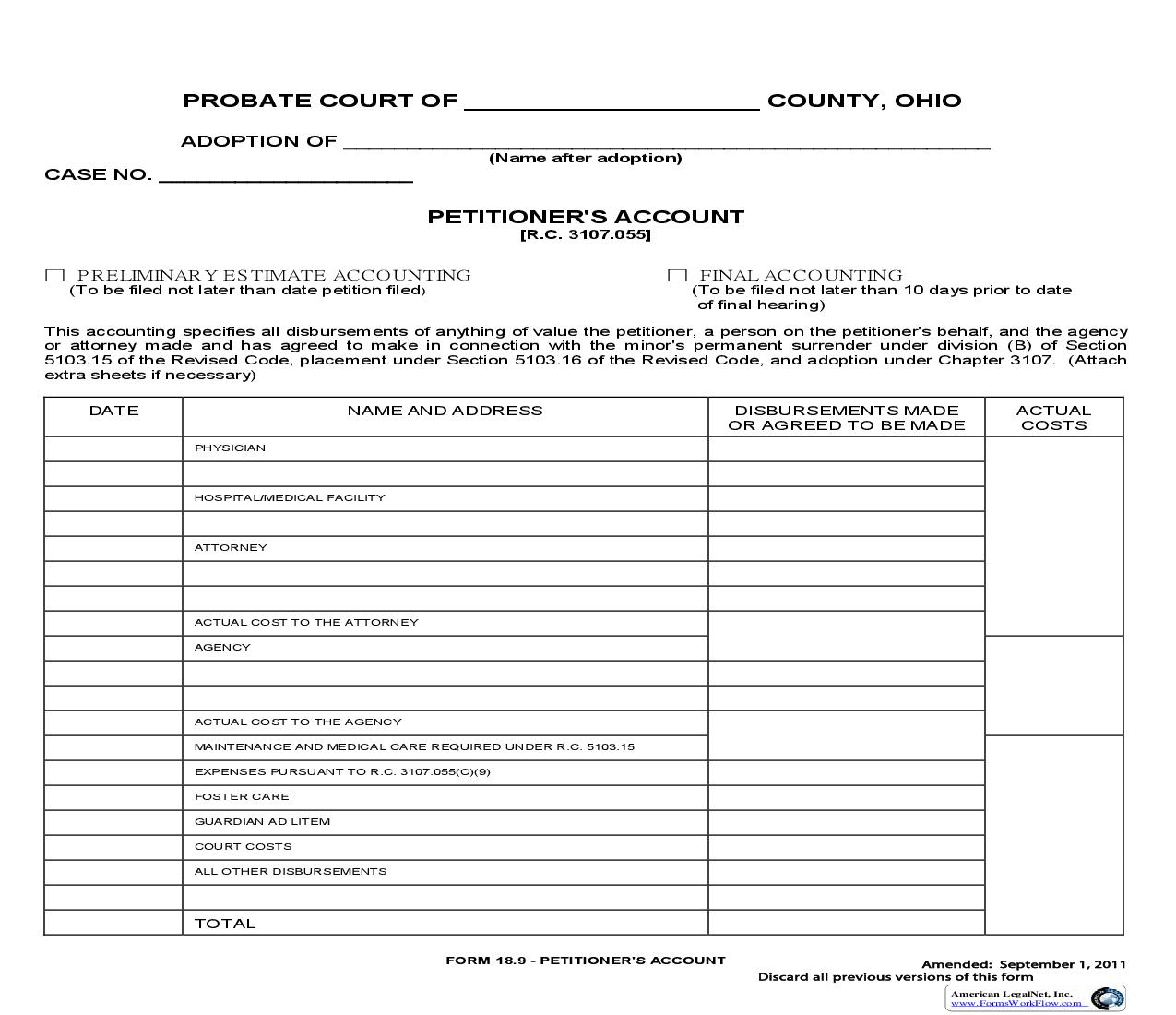 Petitioners Account {18.9} | Pdf Fpdf Doc Docx | Ohio