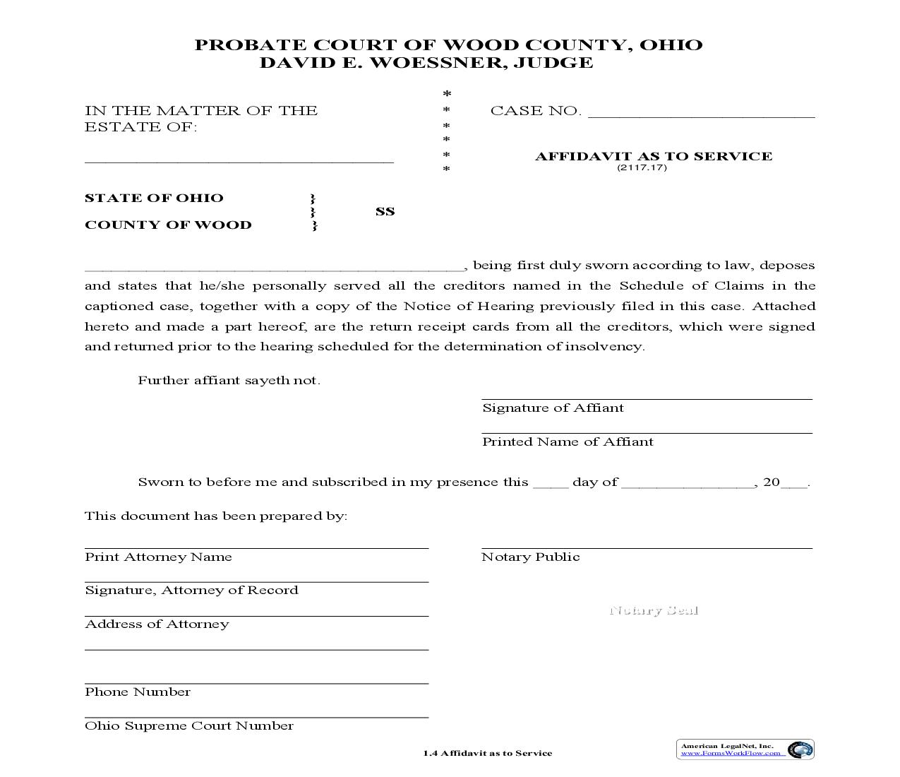 Affidavit As To Service {1.4} | Pdf Fpdf Doc Docx | Ohio