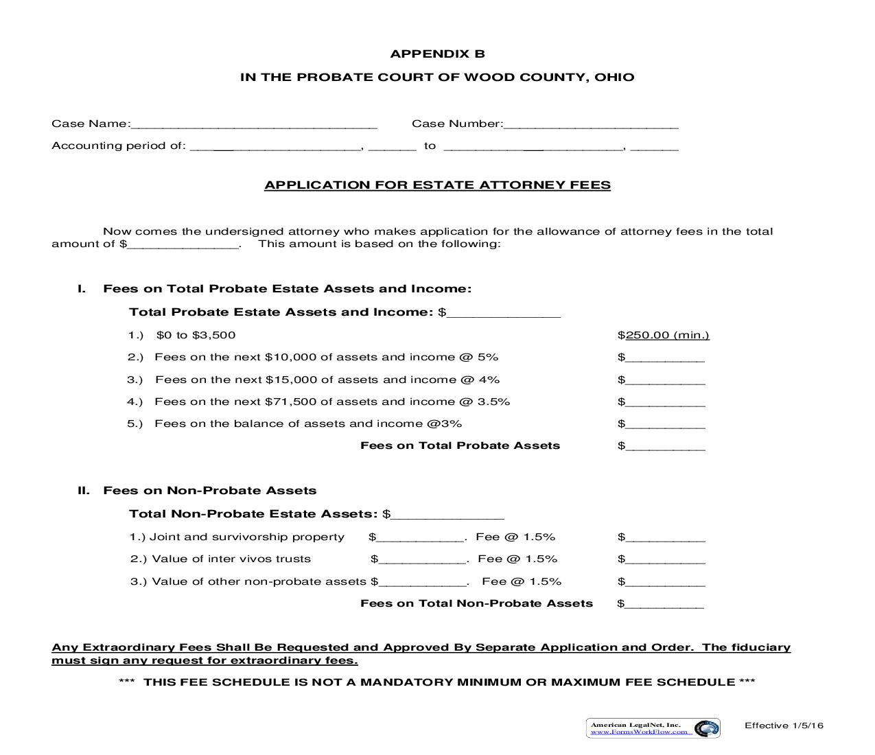 Application For Estate Attorney Fees | Pdf Fpdf Doc Docx | Ohio