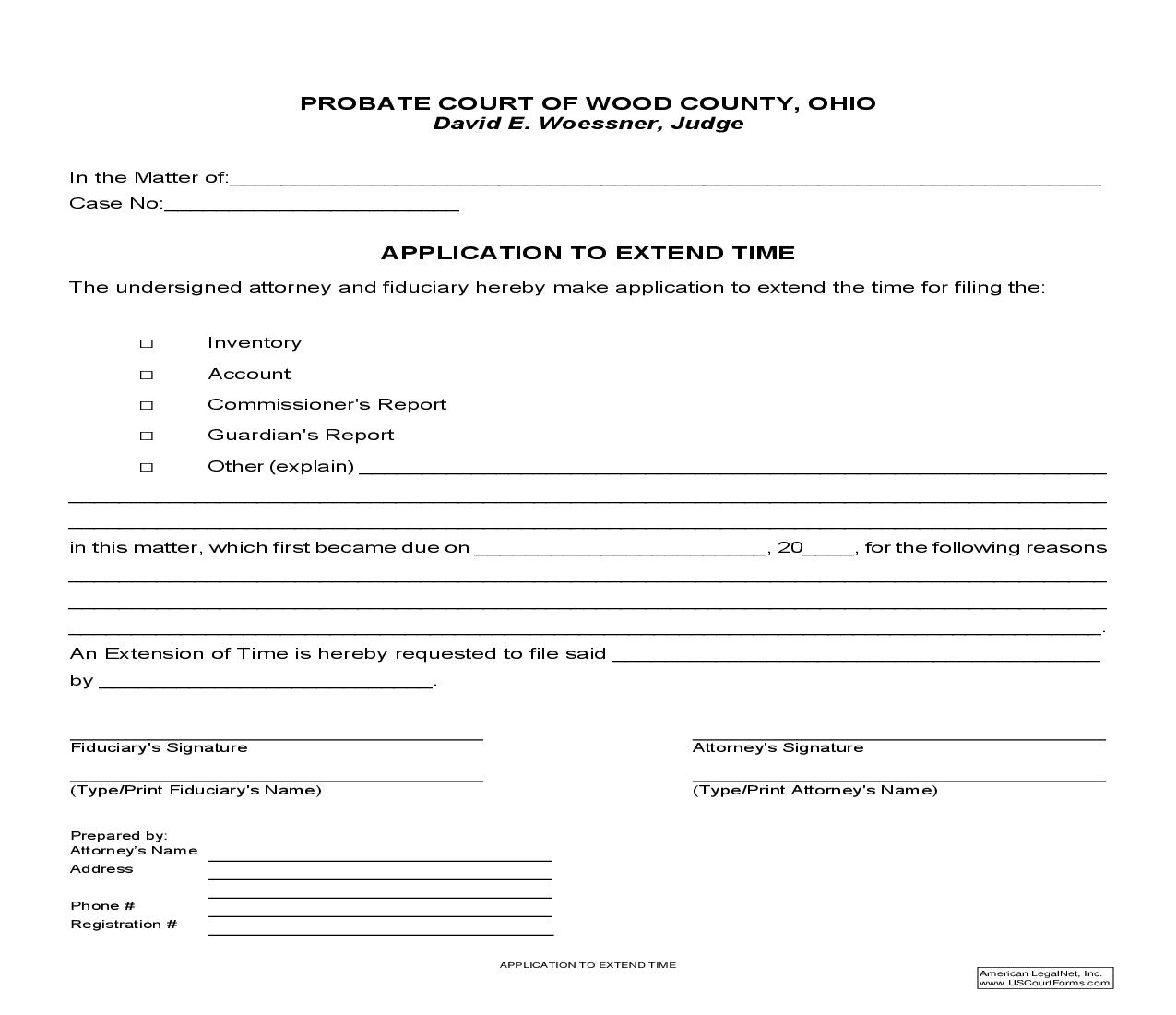 Application To Extend Time | Pdf Fpdf Doc Docx | Ohio