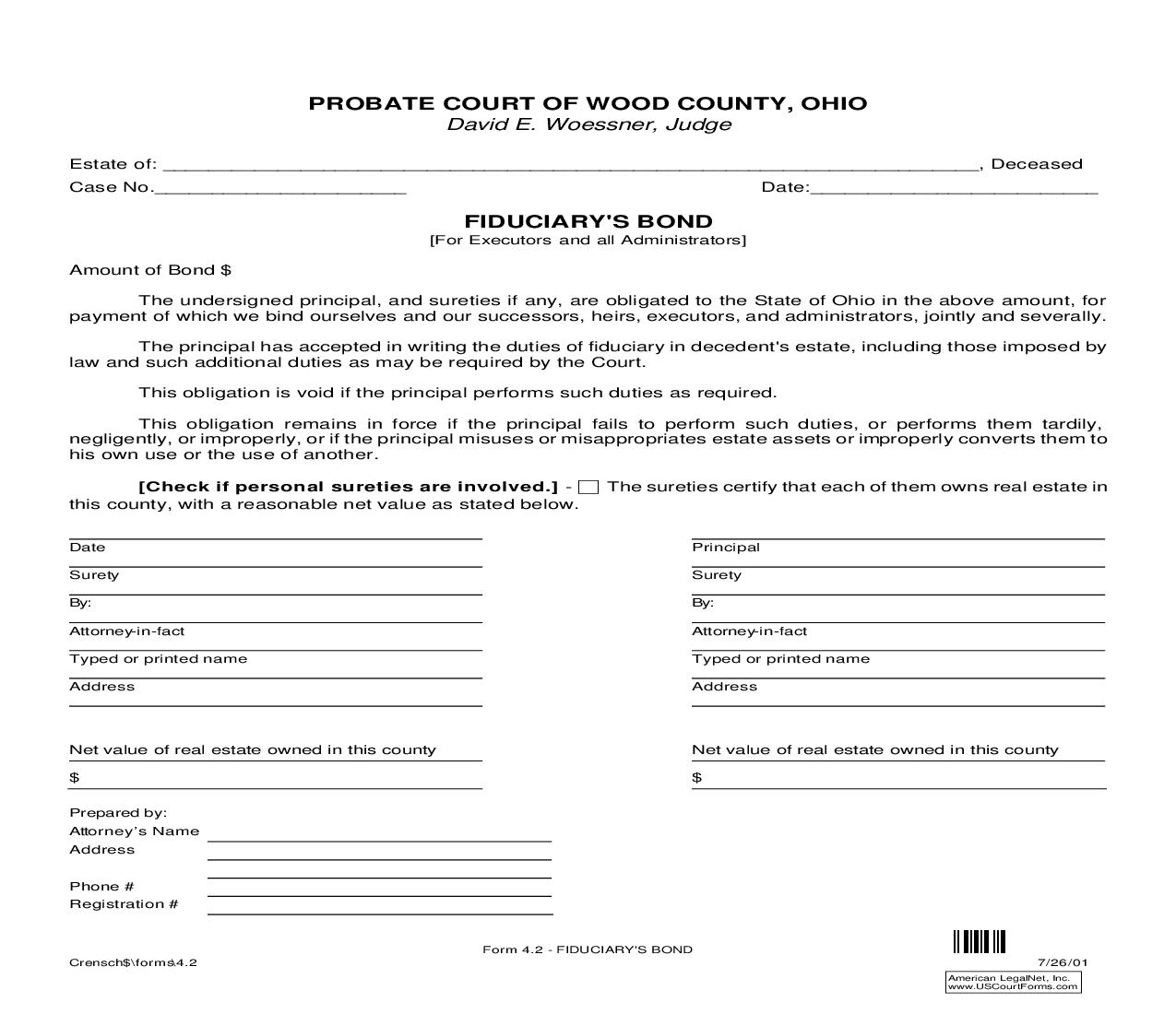 Fiduciarys Bond {4.2} | Pdf Fpdf Doc Docx | Ohio