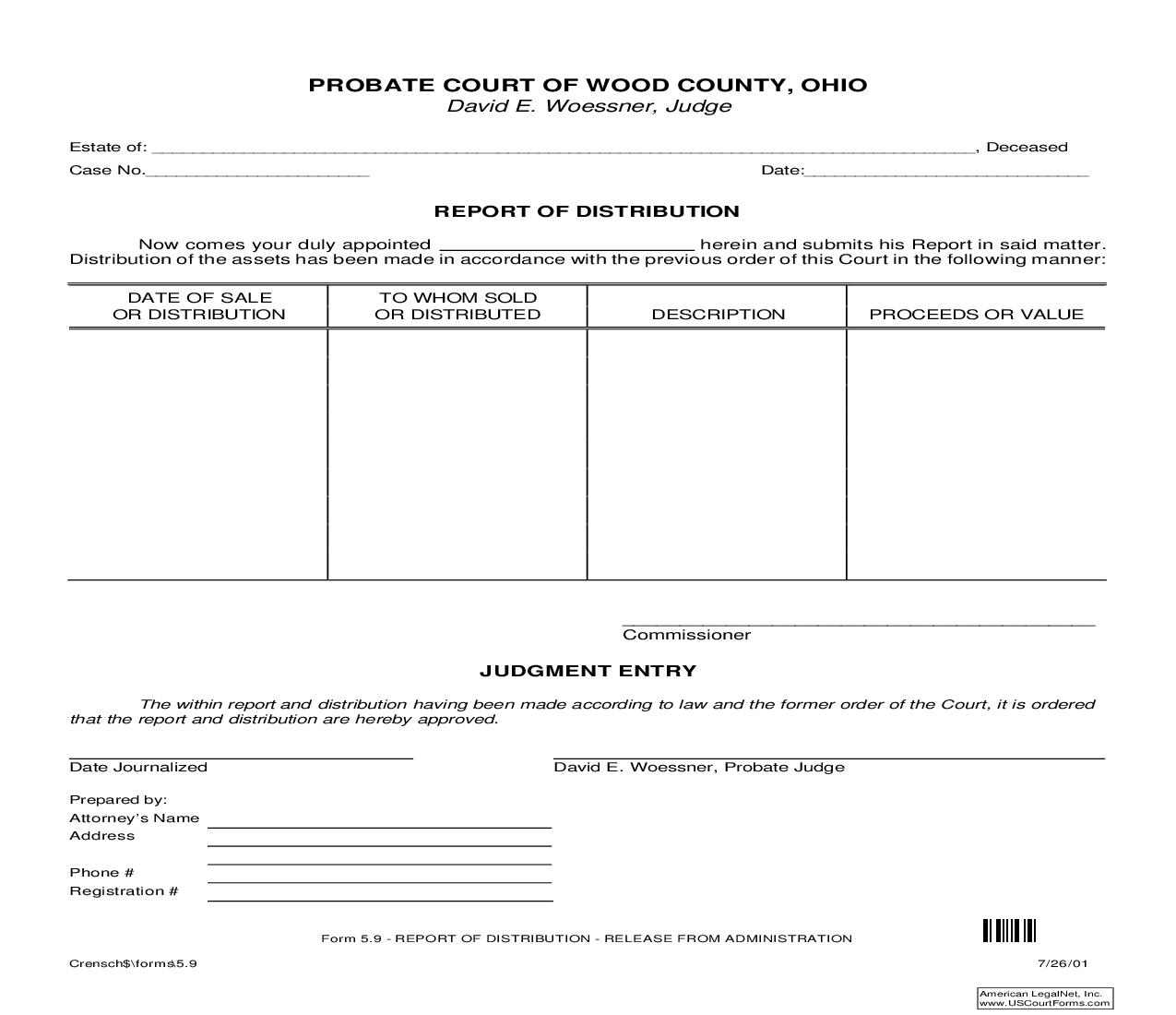 Report Of Distribution {5.9} | Pdf Fpdf Doc Docx | Ohio