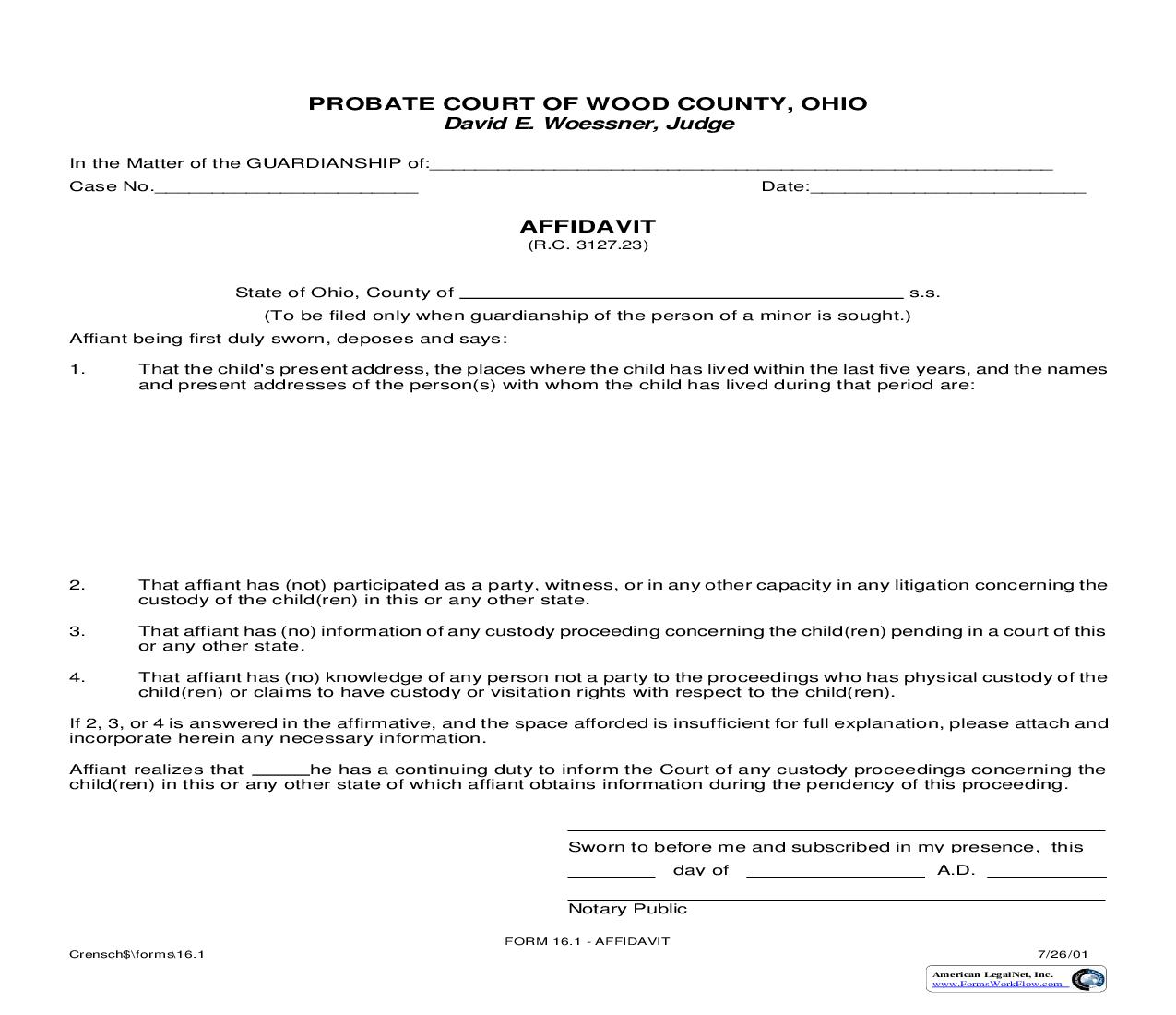 Affidavit {16.1} | Pdf Fpdf Doc Docx | Ohio