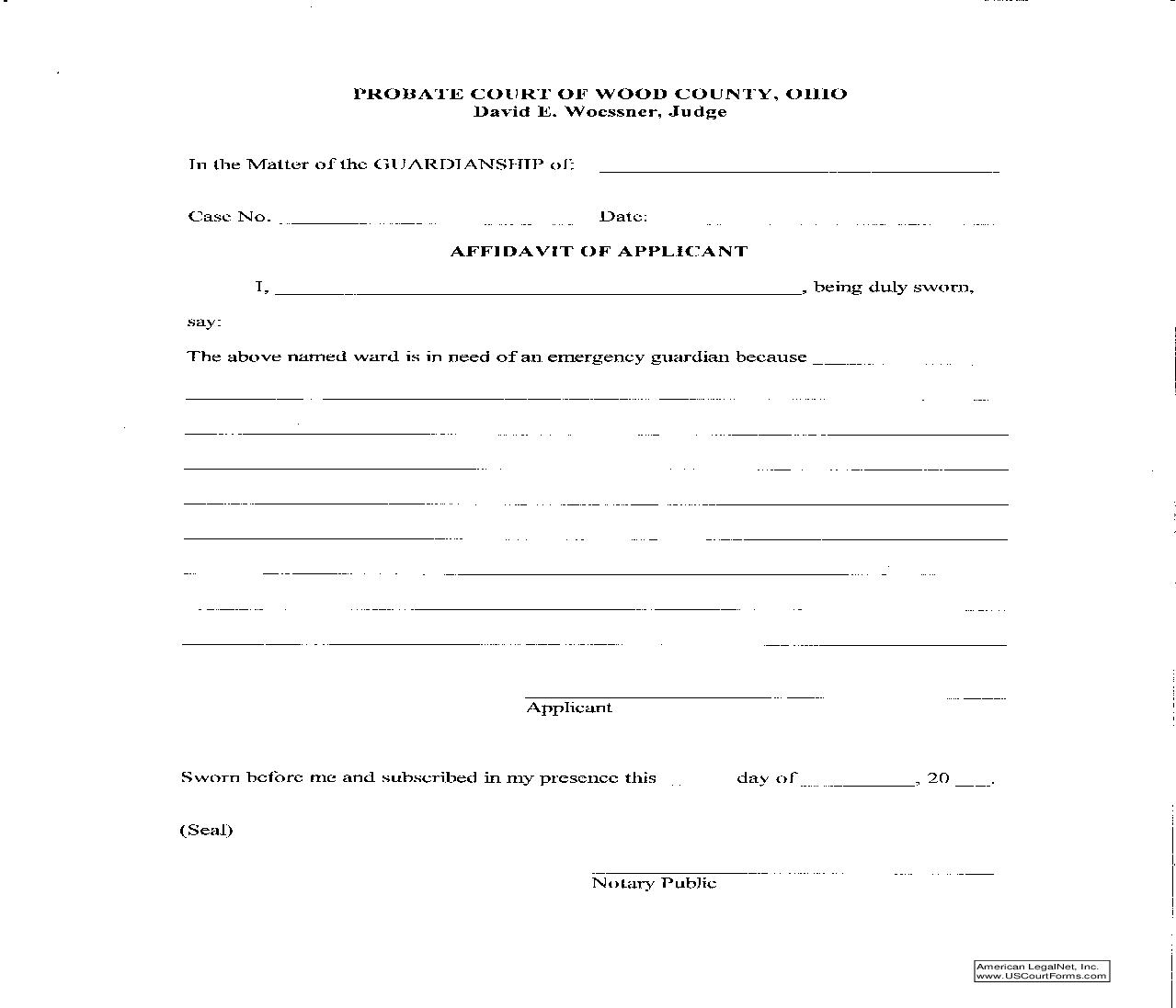Affidavit Of Applicant | Pdf Fpdf Doc Docx | Ohio
