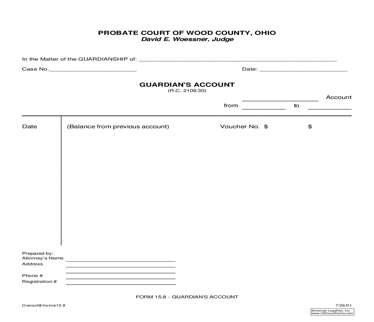 Guardians Account {15.8} | Pdf Fpdf Doc Docx | Ohio