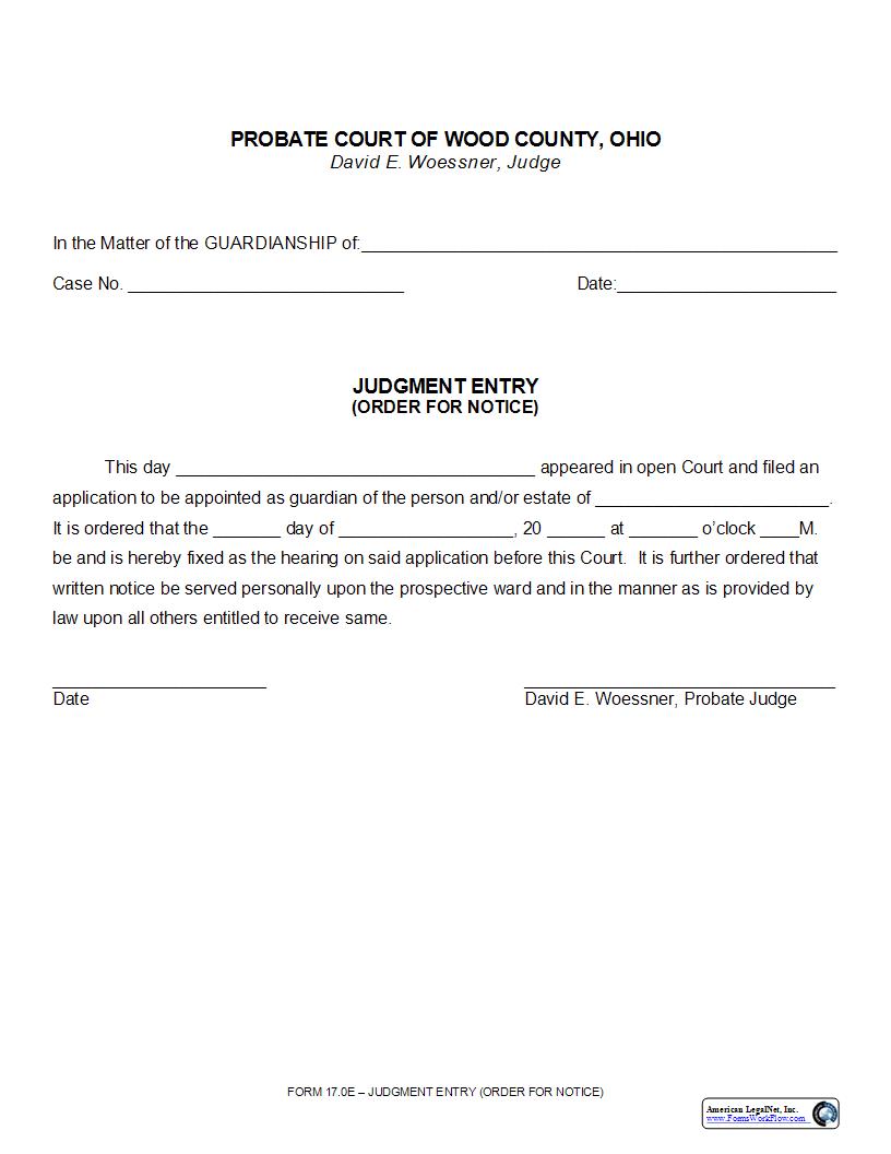 Judgment Entry (Order For Notice) {17.0E} | Pdf Fpdf Docx | Ohio