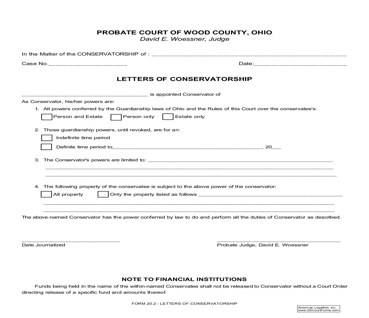 Letters Of Conservatorship {20.2} | Pdf Fpdf Doc Docx | Ohio