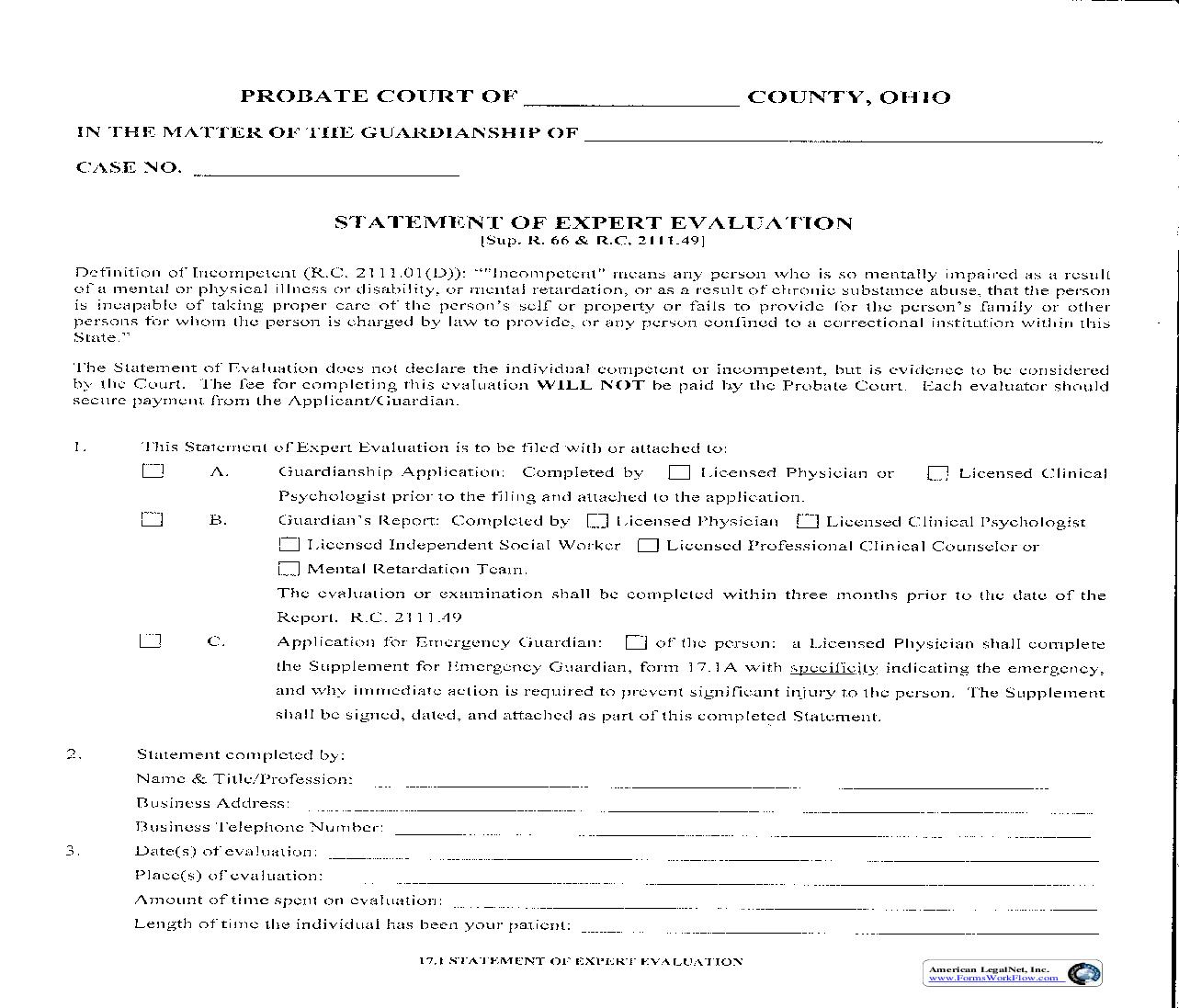 Statement Of Expert Evaluation {17.1} | Pdf Fpdf Doc Docx | Ohio