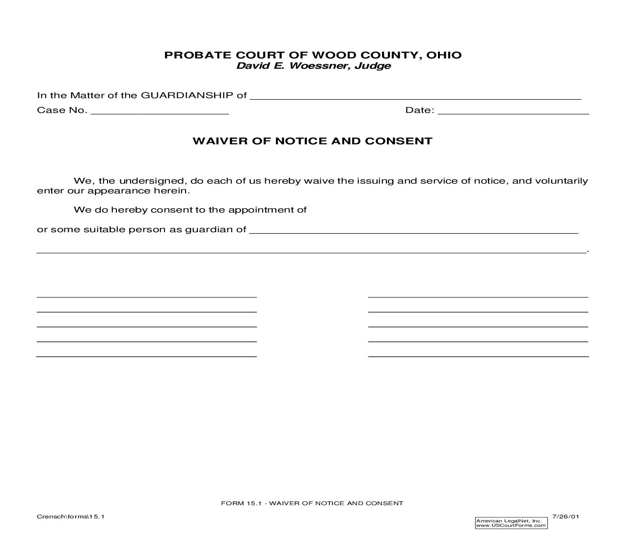 Waiver Of Notice And Consent {15.1} | Pdf Fpdf Doc Docx | Ohio