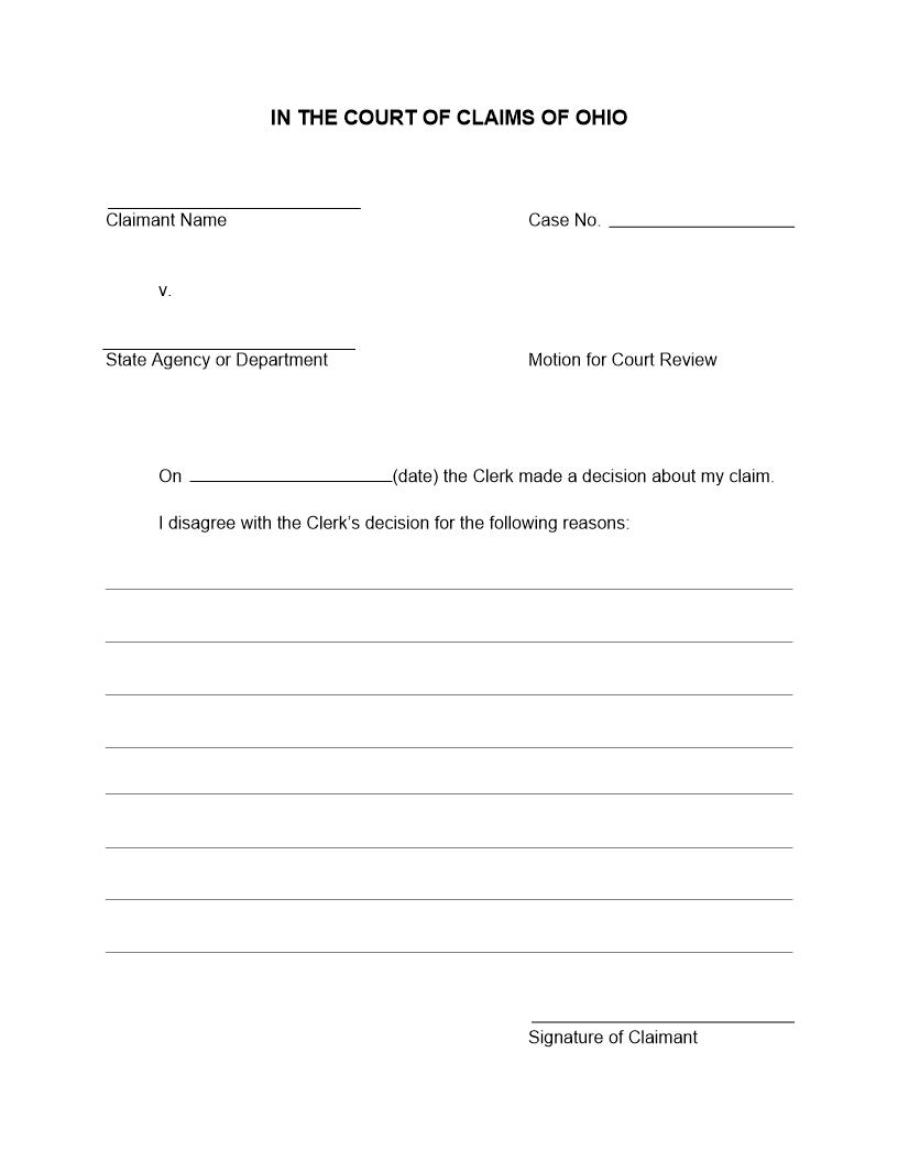 Appeal Of Clerks Decision On A Claim | Pdf Fpdf Docx | Ohio