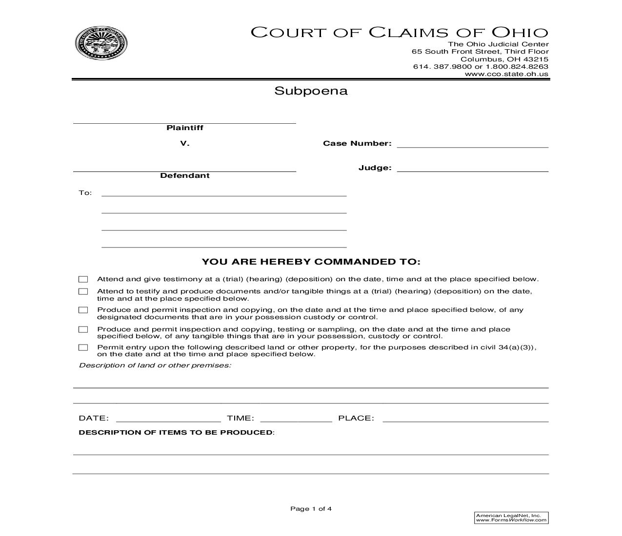 Subpoena | Pdf Fpdf Doc Docx | Ohio