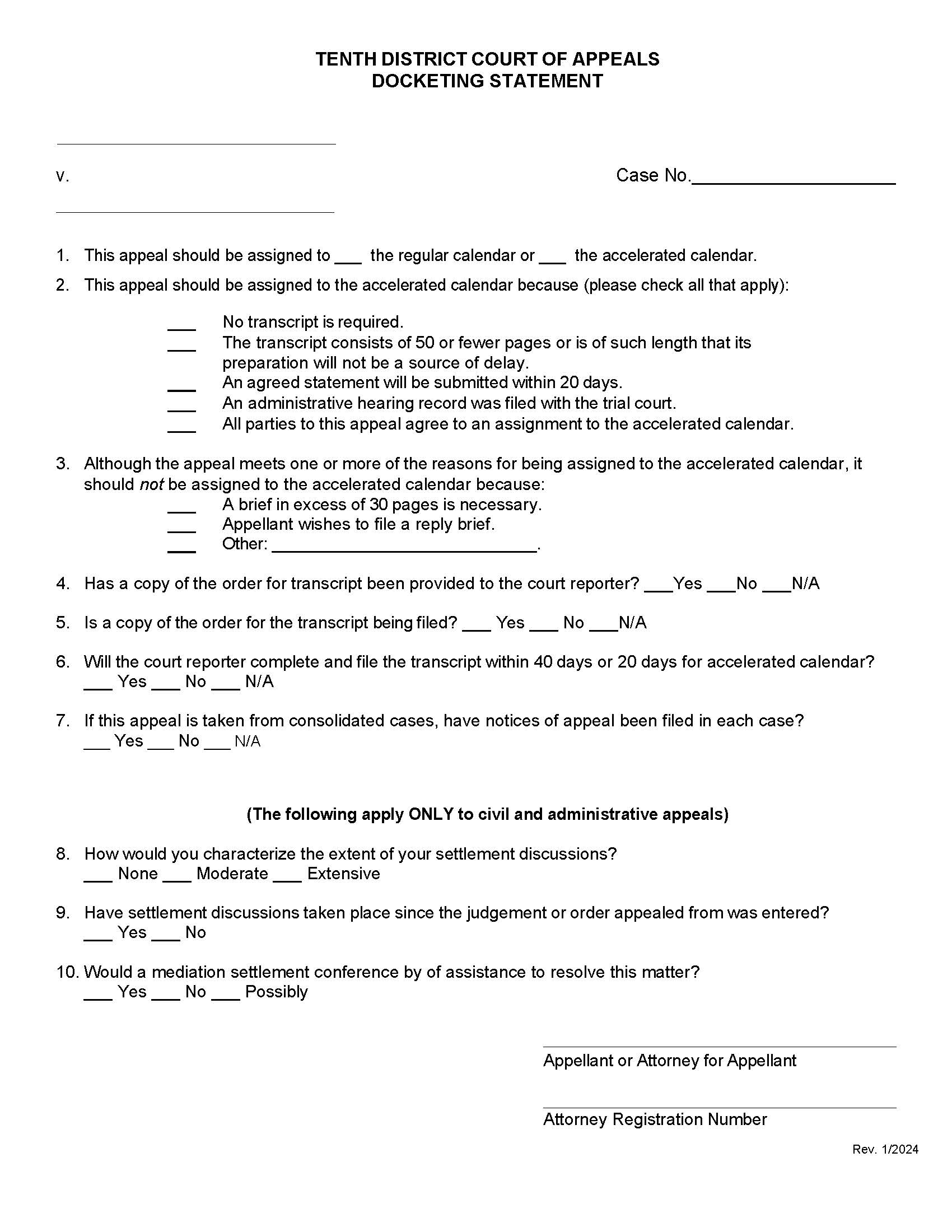Docketing Statement | Pdf Fpdf Doc Docx | Ohio