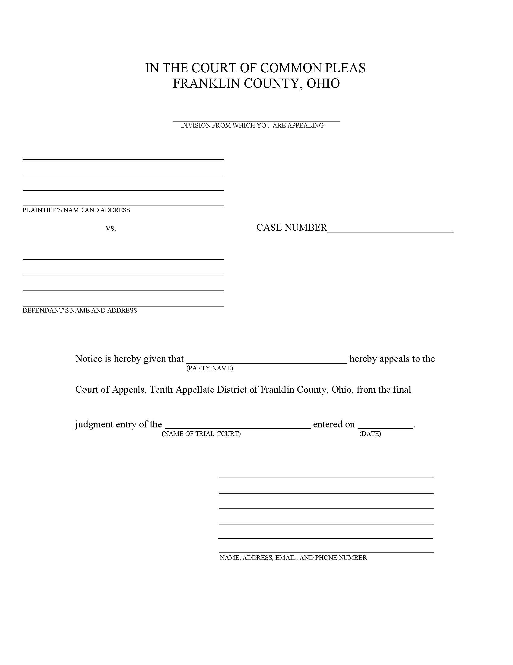 Notice Of Appeal | Pdf Fpdf Doc Docx | Ohio