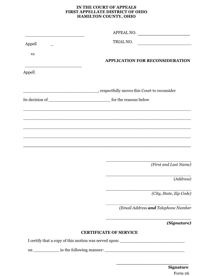 Application For Reconsideration {26} | Pdf Fpdf Docx | Ohio