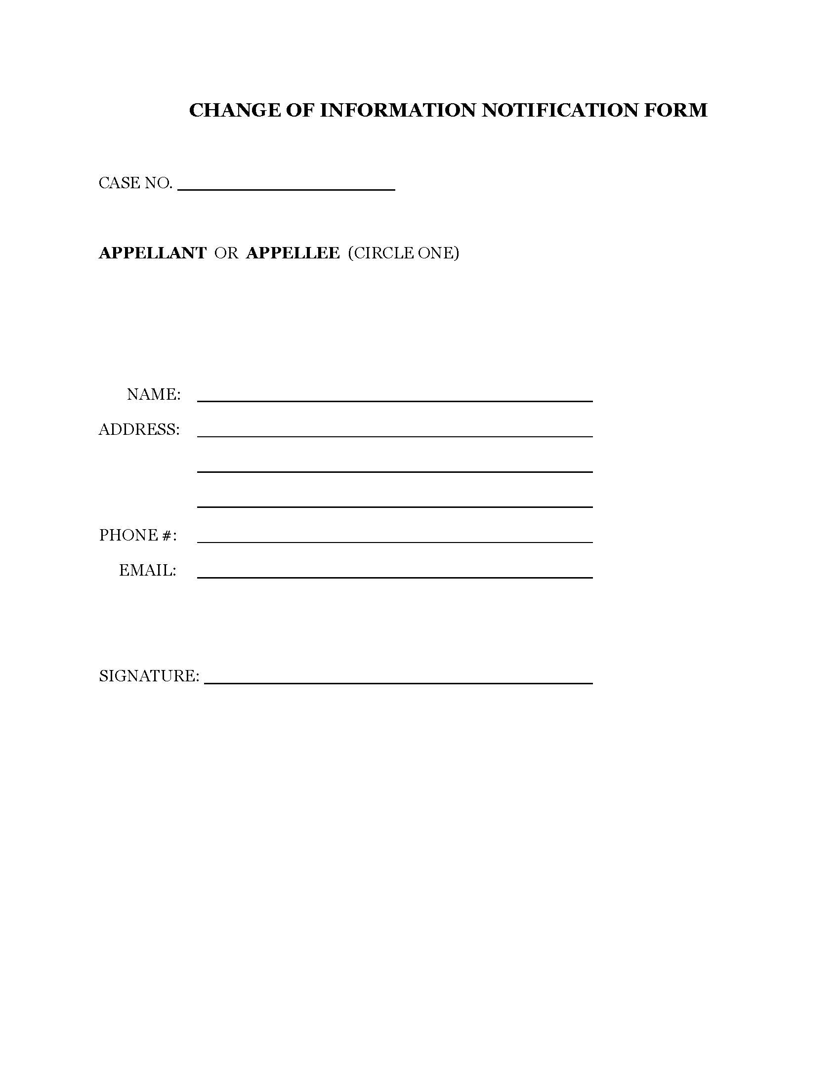 Change Of Information Notification | Pdf Fpdf Docx | Ohio