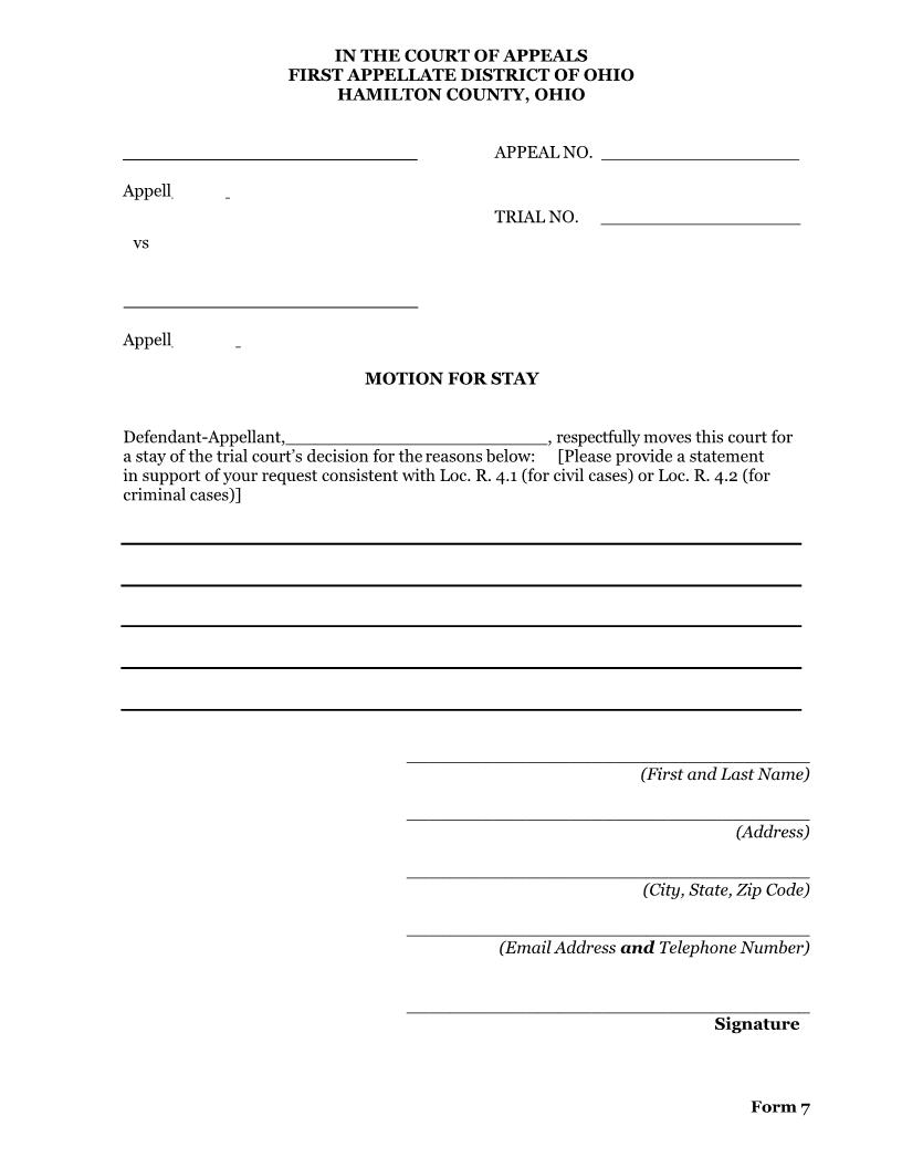 Motion For Stay {7} | Pdf Fpdf Docx | Ohio