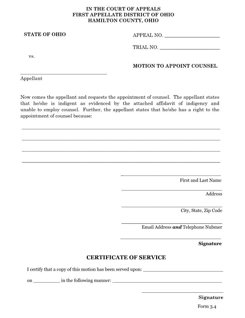 Motion To Appoint Counsel | Pdf Fpdf Doc Docx | Ohio