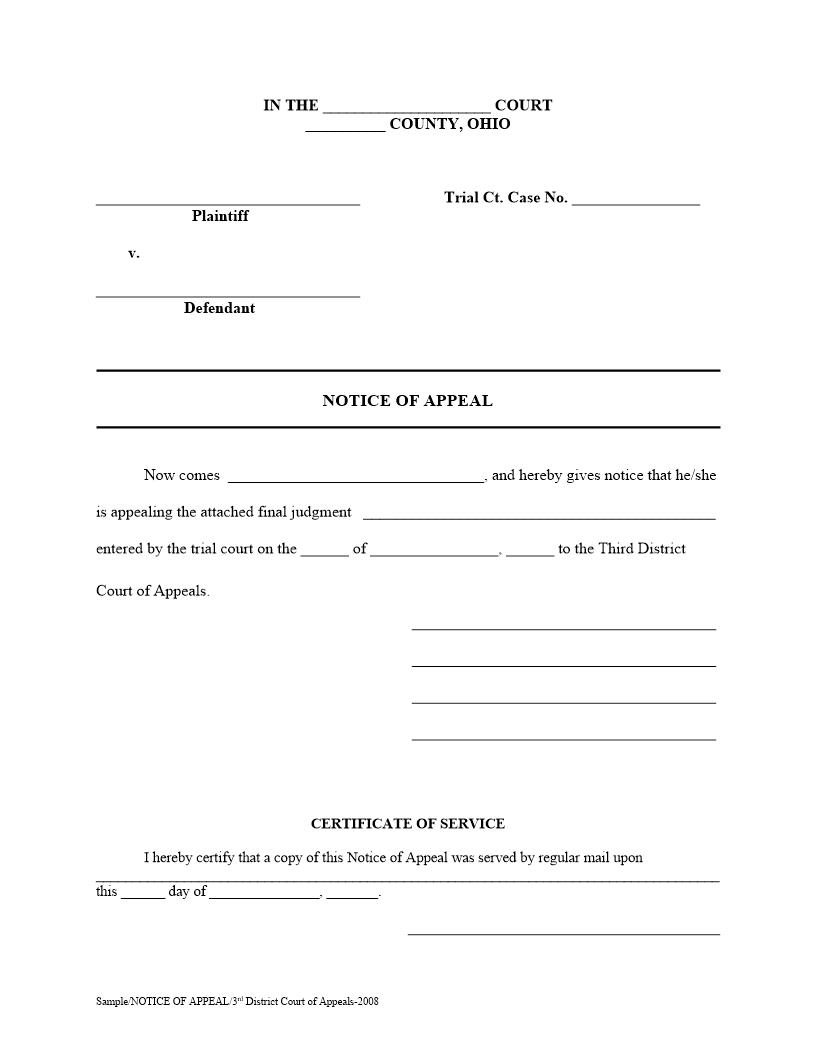 Notice Of Appeal | Pdf Fpdf Docx | Ohio
