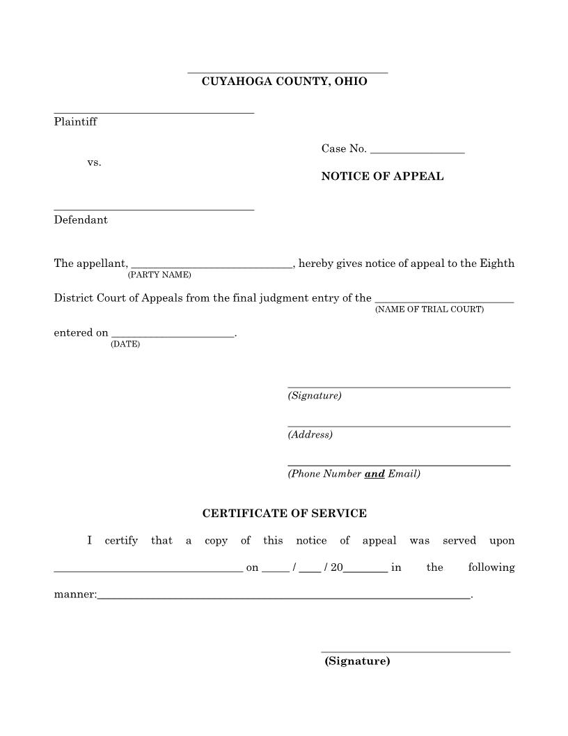 Notice Of Appeal | Pdf Fpdf Docx | Ohio
