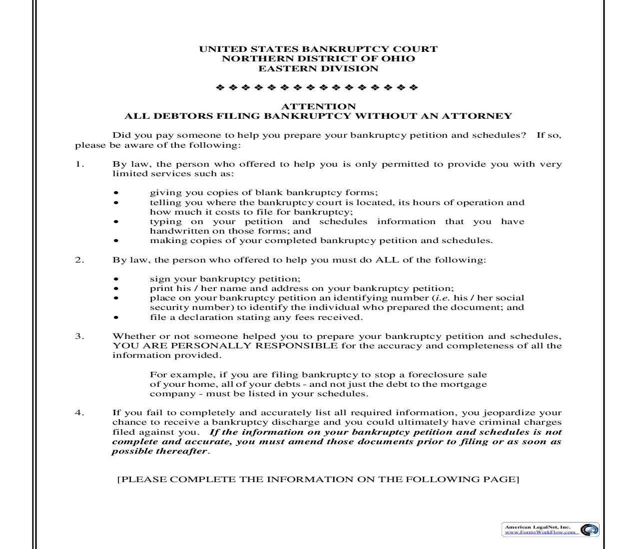 Notice Regarding Petition Preparer (Canton) | Pdf Fpdf Doc Docx | Ohio
