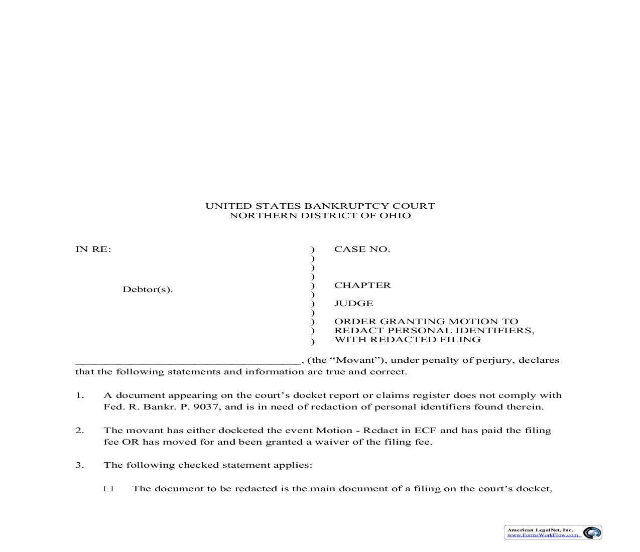 Order Granting Motion To Redact Personal Identifiers | Pdf Fpdf Doc Docx | Ohio