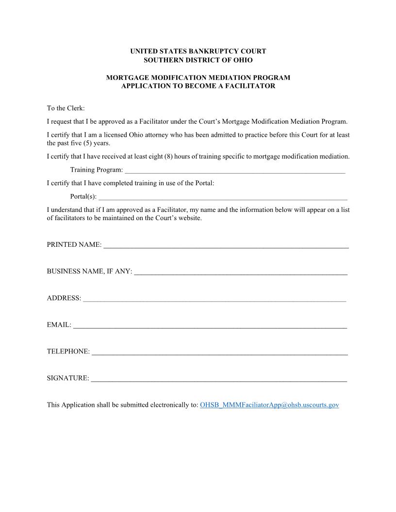 Application To Become A Facilitator | Pdf Fpdf Docx | Ohio