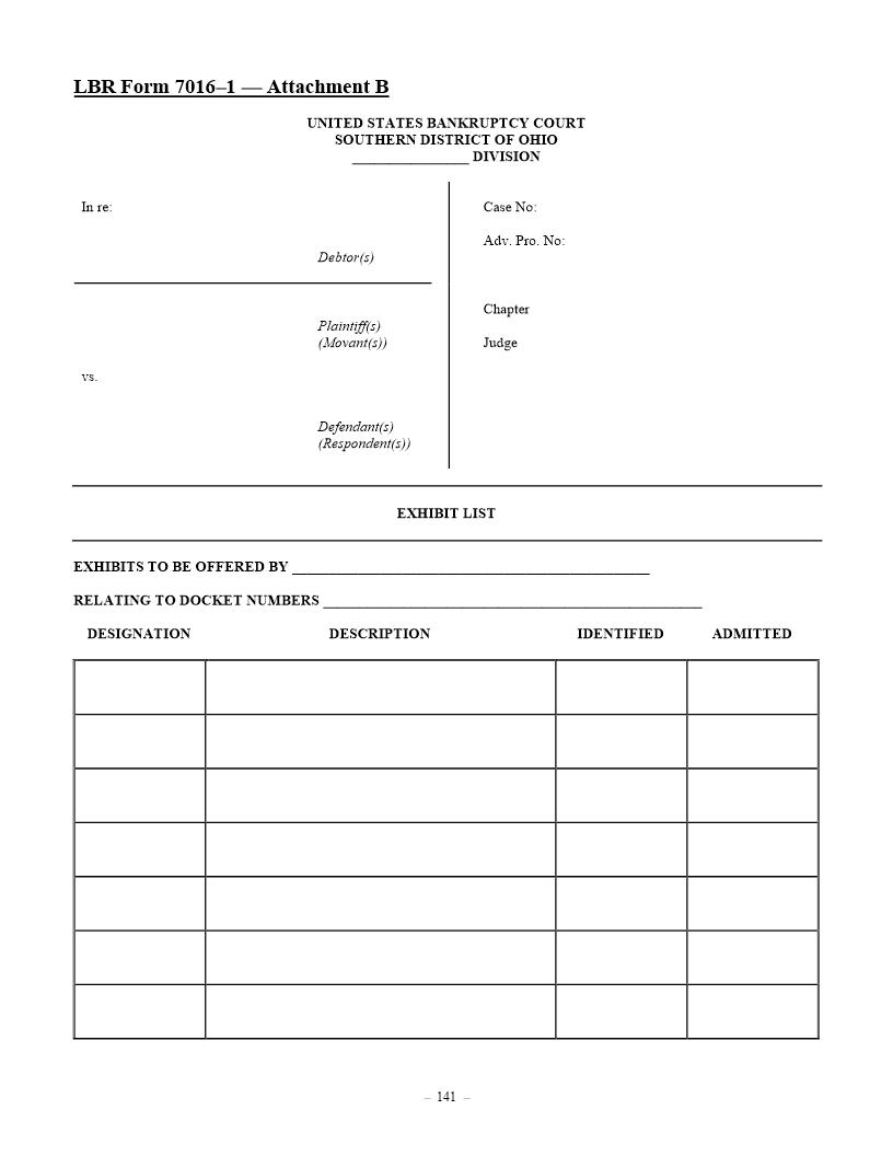 Exhibit List-Attachment B {7016-1} | Pdf Fpdf Doc Docx | Ohio