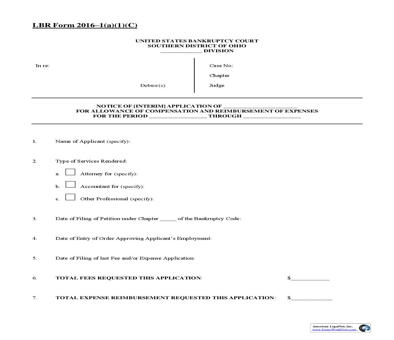 Notice Of Interim Application {2016-1(a)(1)(C)} | Pdf Fpdf Doc Docx | Ohio