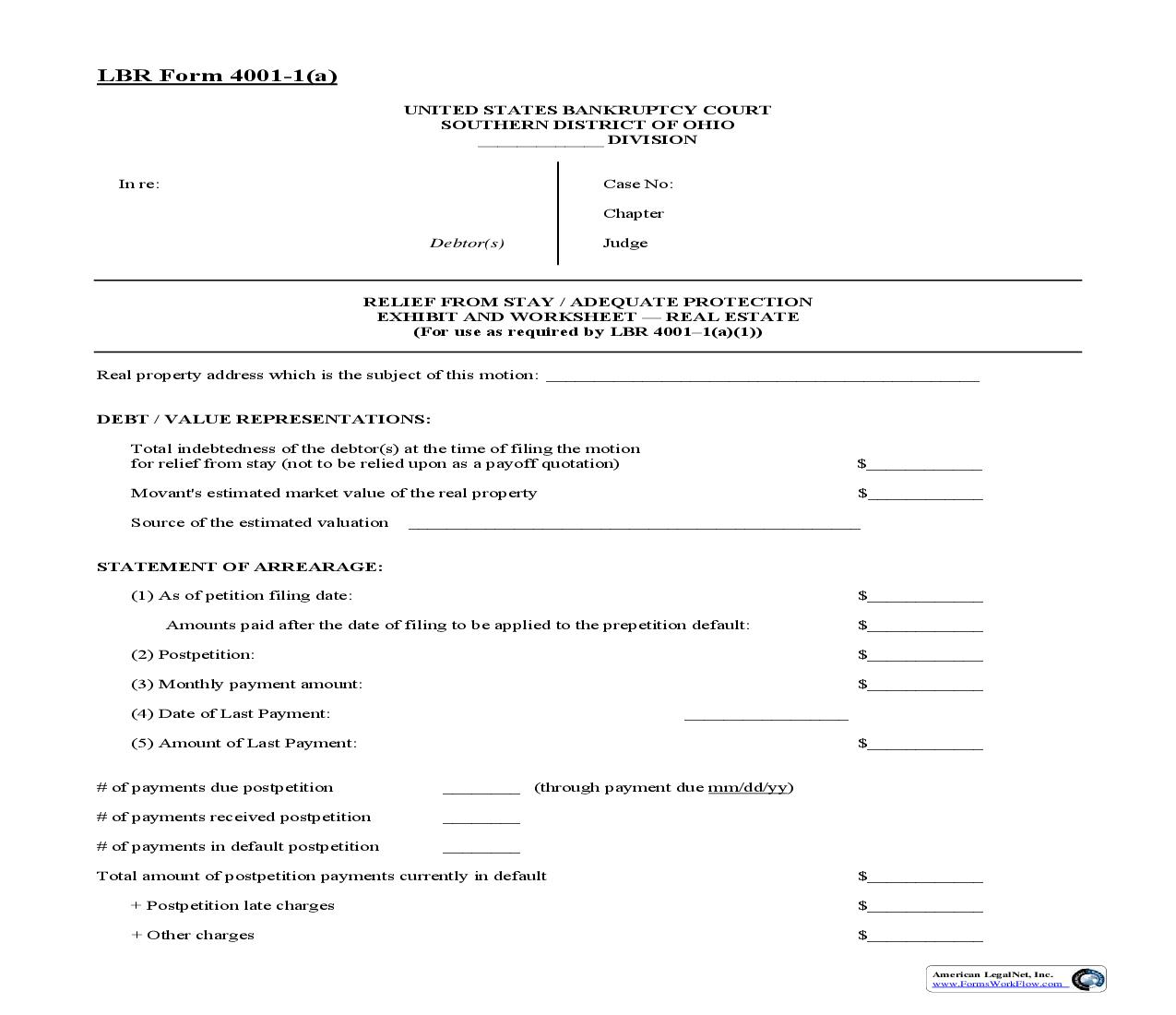 Relief From Stay-Adequate Protection {4001-1(a)} | Pdf Fpdf Doc Docx | Ohio