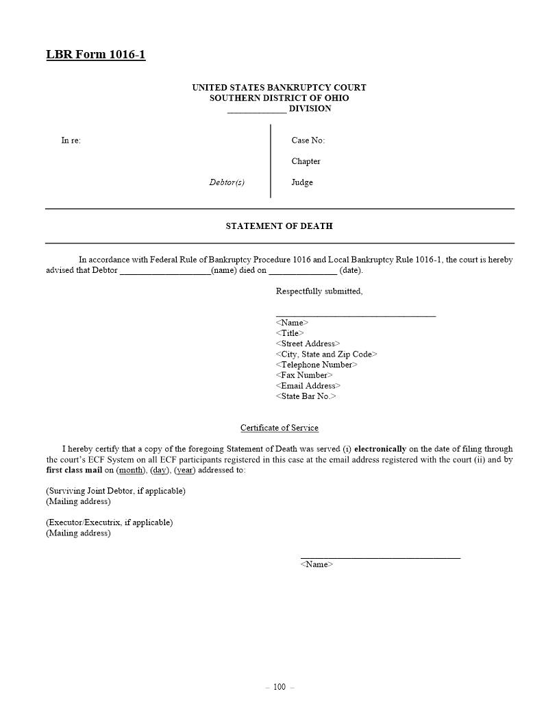 Statement Of Death {1016-1} | Pdf Fpdf Docx | Ohio