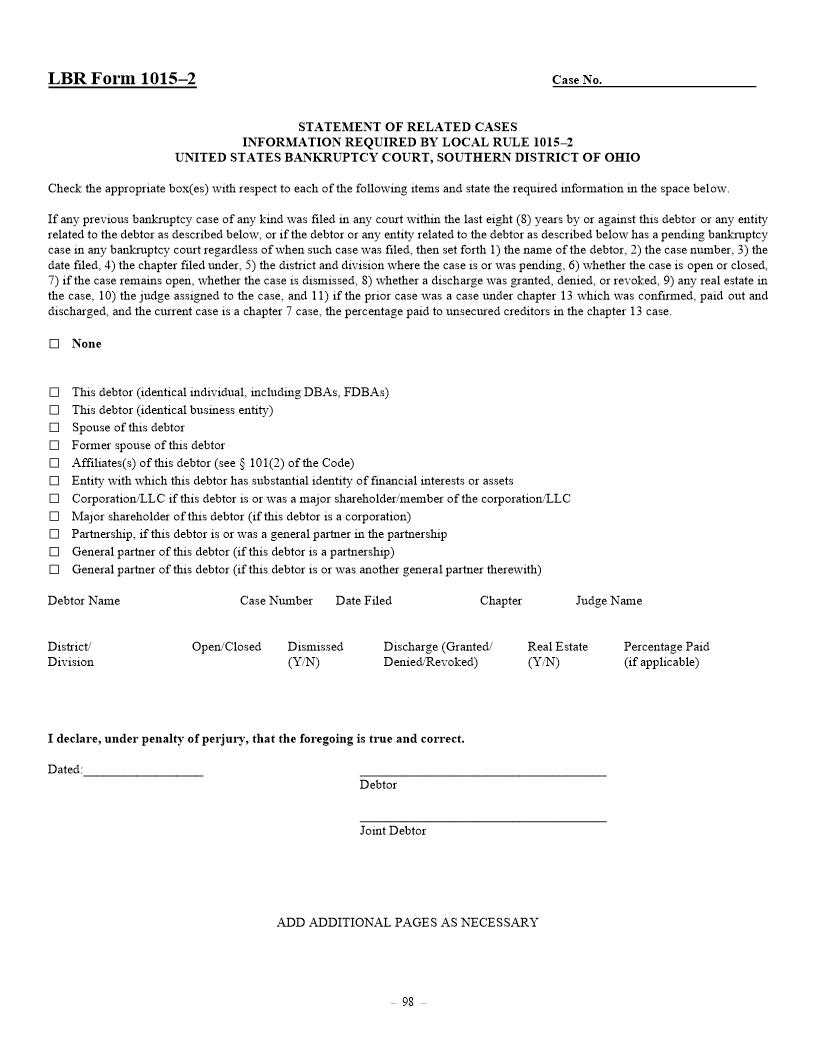 Statement Of Related Cases {1015-2} | Pdf Fpdf Docx | Ohio