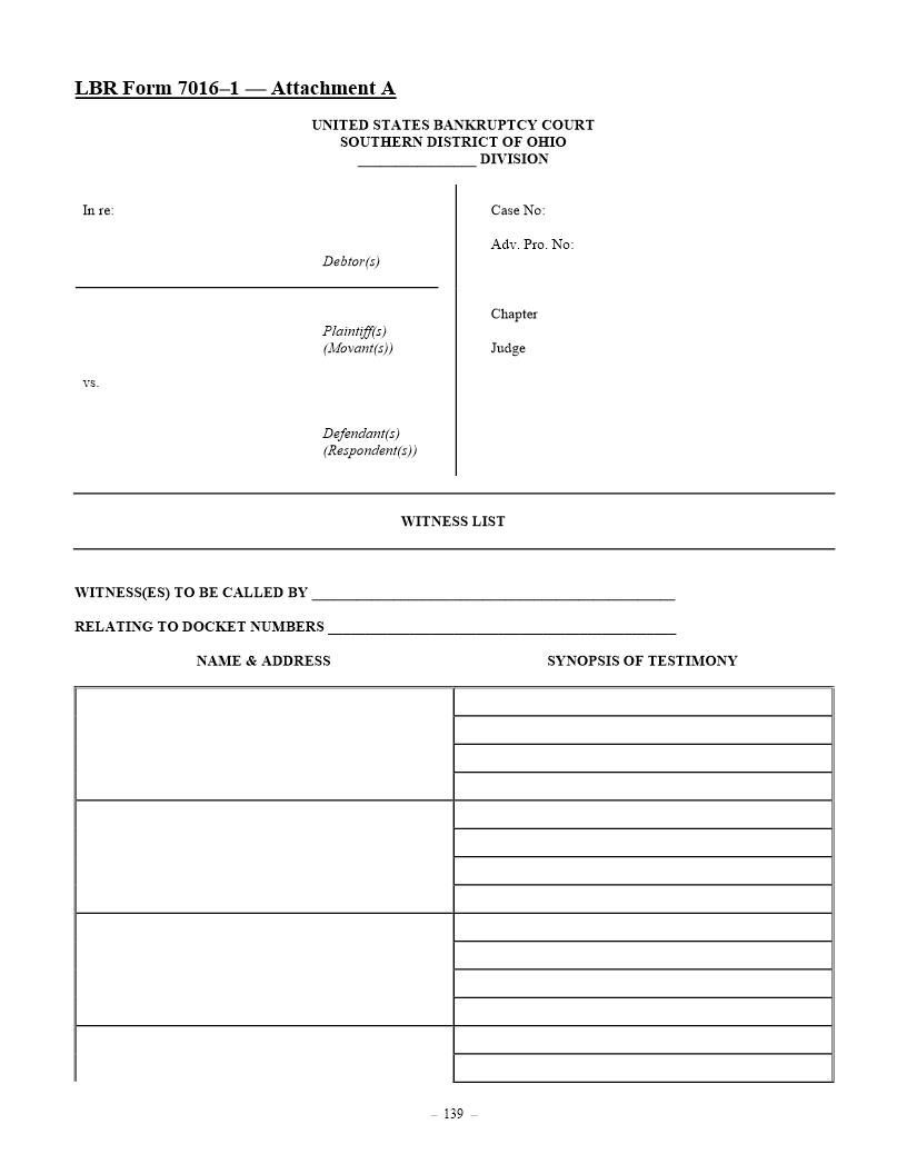 Witness List -Attachment A {7016-1} | Pdf Fpdf Doc Docx | Ohio