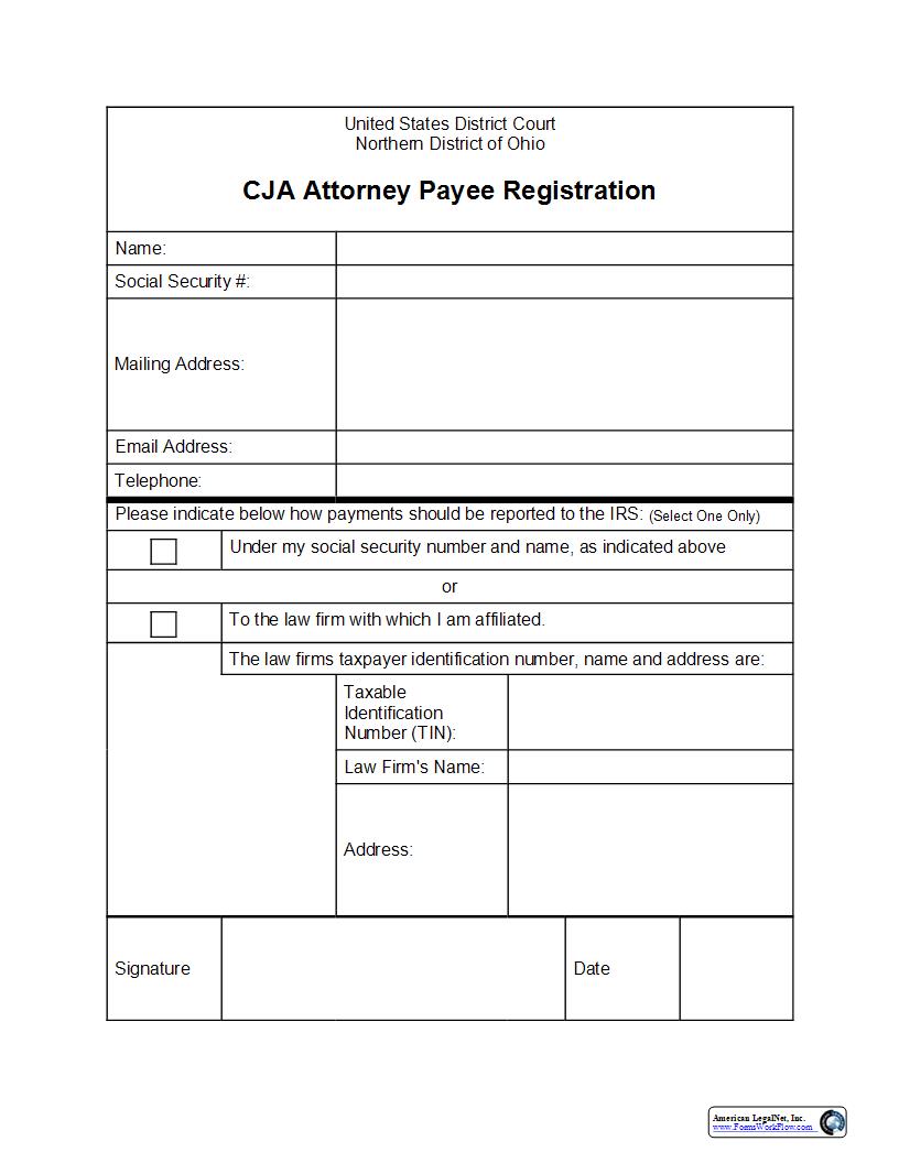 CJA Attorney Payee Registration | Pdf Fpdf Docx | Ohio