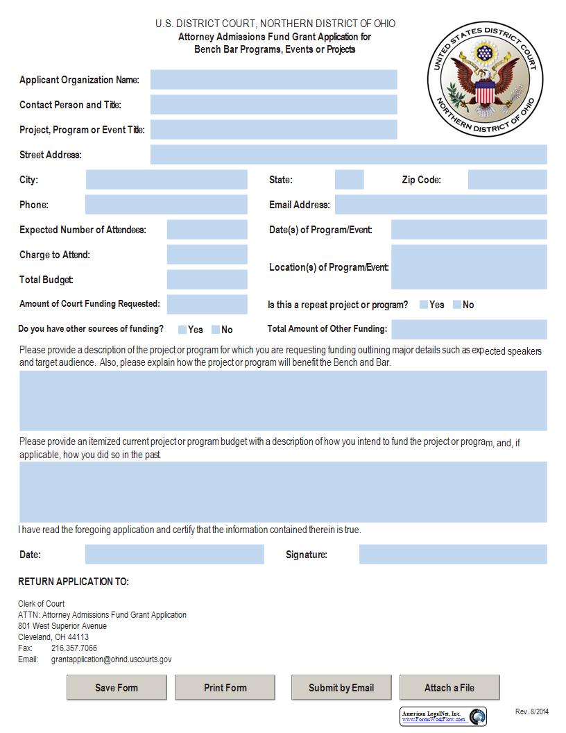 Grant Application For Bench Bar Programs Events Or Projects | Pdf Fpdf Docx | Ohio