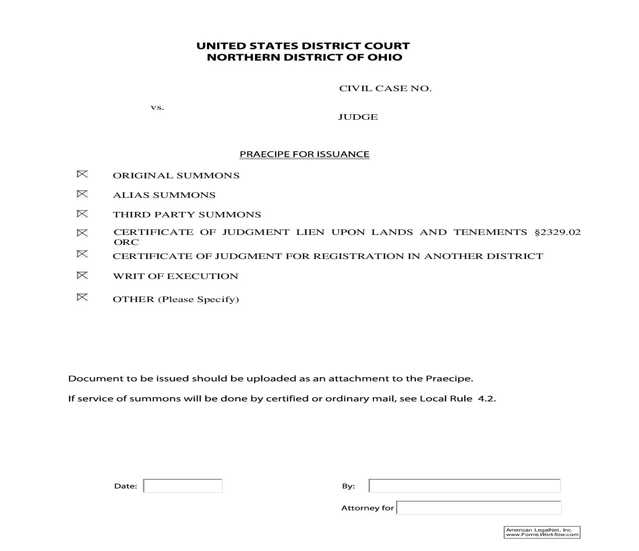 Praecipe For Issuance | Pdf Fpdf Doc Docx | Ohio