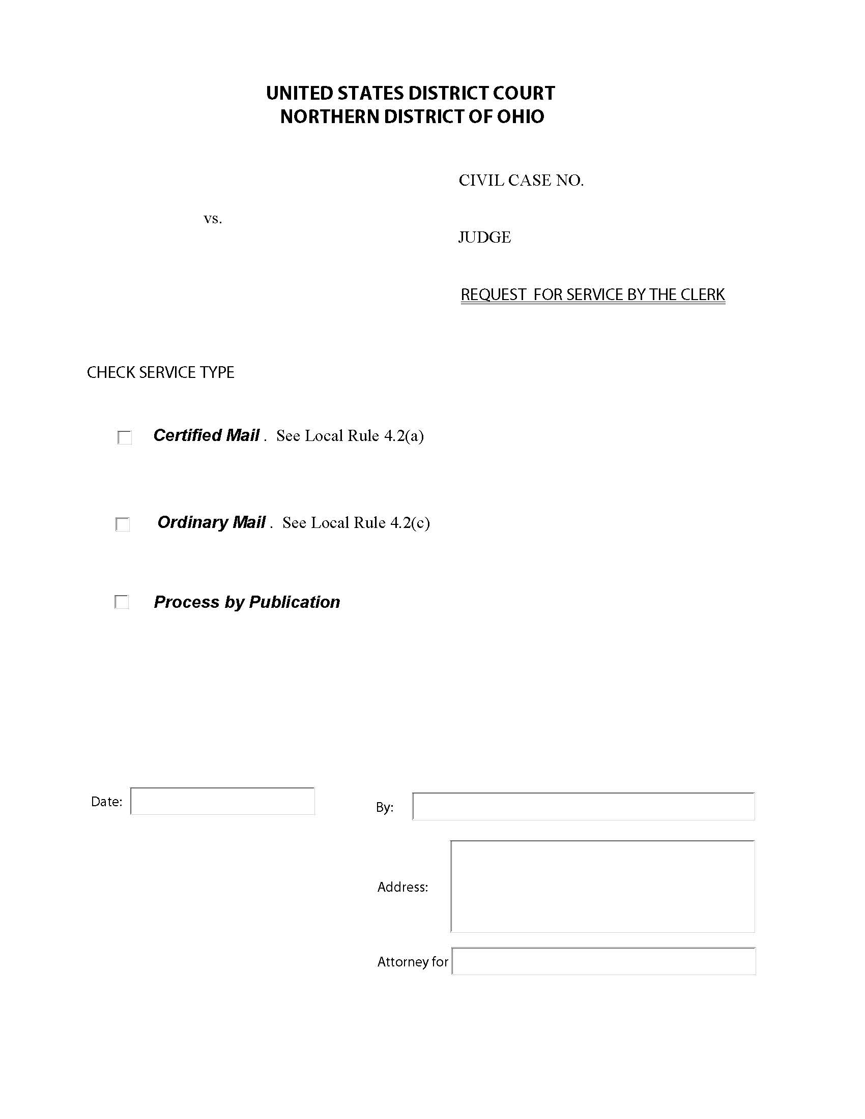 Request For Service By The Clerk | Pdf Fpdf Docx | Ohio