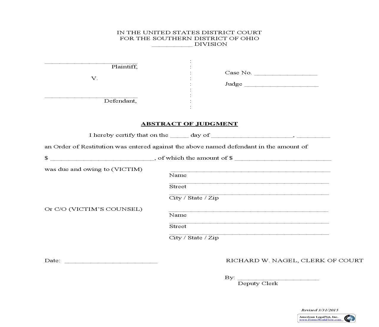 Abstract Of Judgment | Pdf Fpdf Doc Docx | Ohio