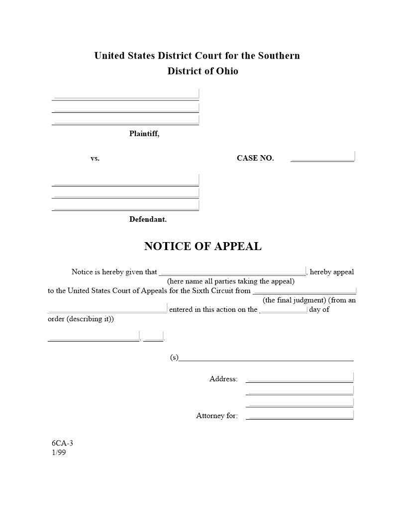 Notice Of Appeal | Pdf Fpdf Docx | Ohio