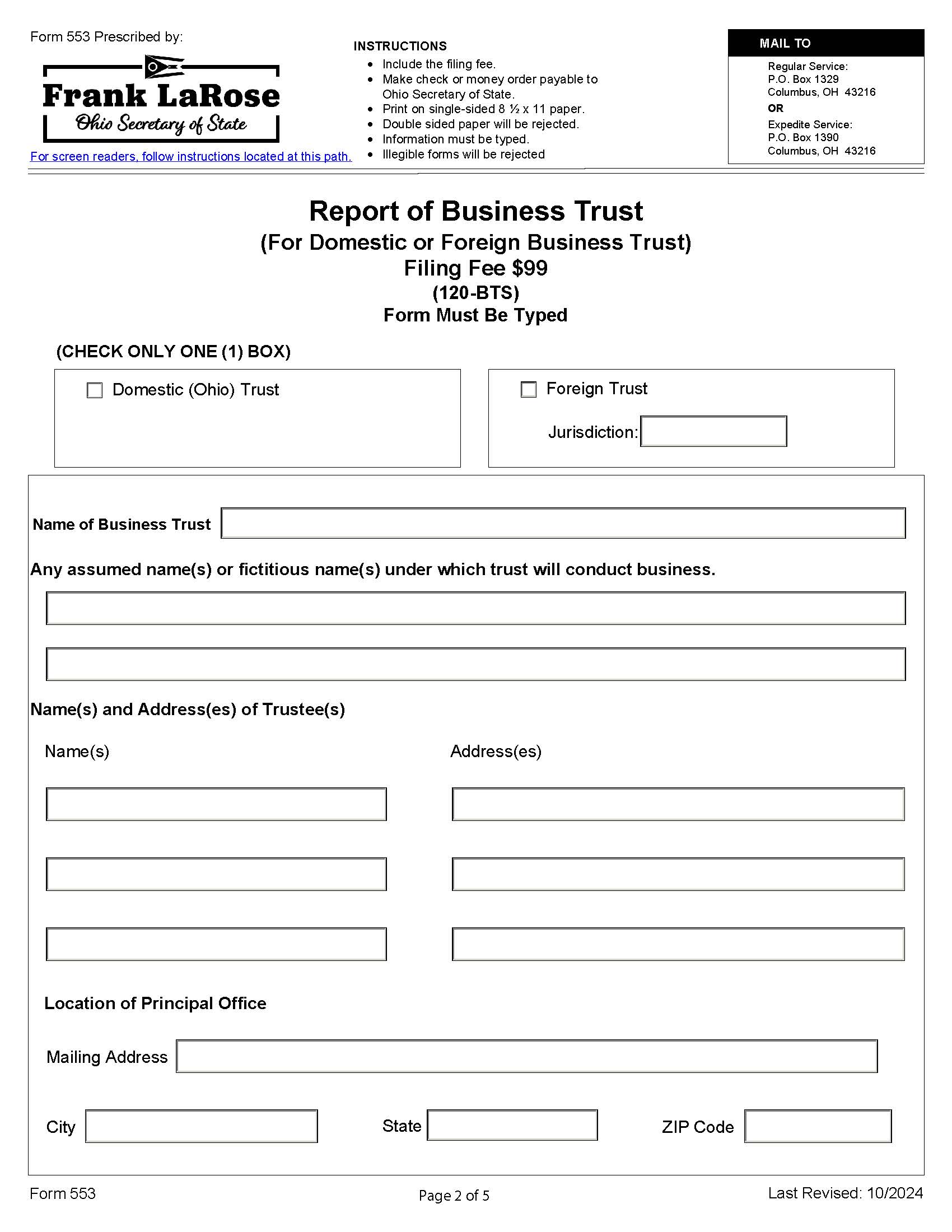 Report Of Business Trust {553} | Pdf Fpdf Docx | Ohio