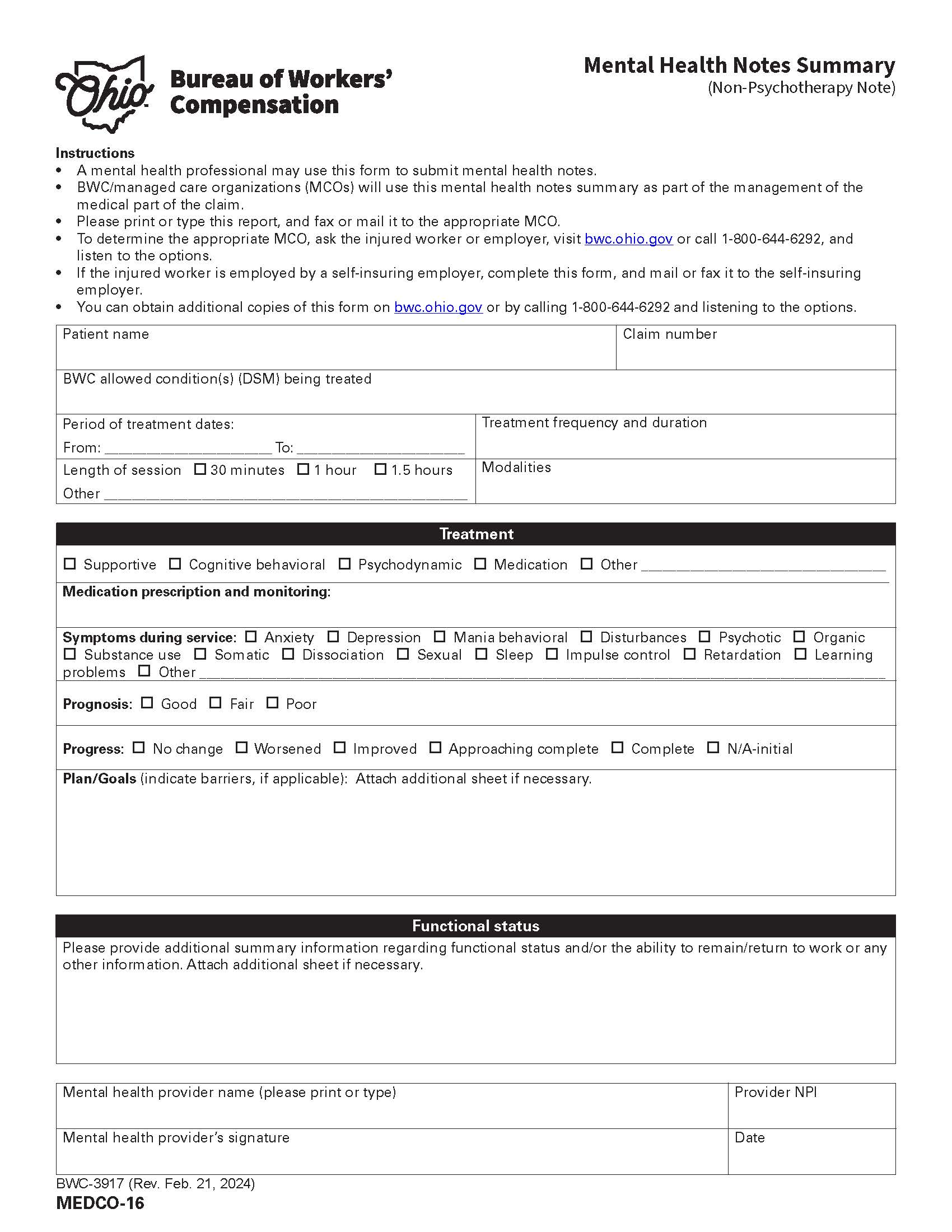 Mental Health Notes Summary {BMC-3917} | Pdf Fpdf Doc Docx | Ohio