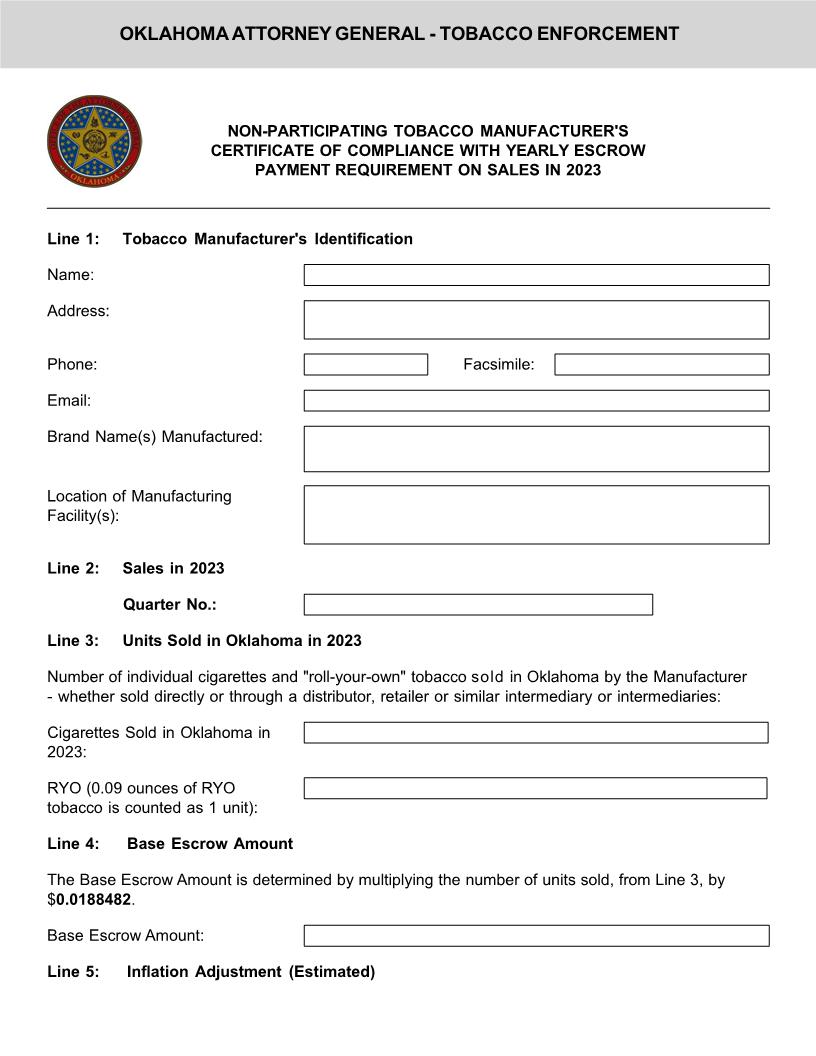 2023 Yearly Certificate Of Compliance | Pdf Fpdf Docx | Oklahoma