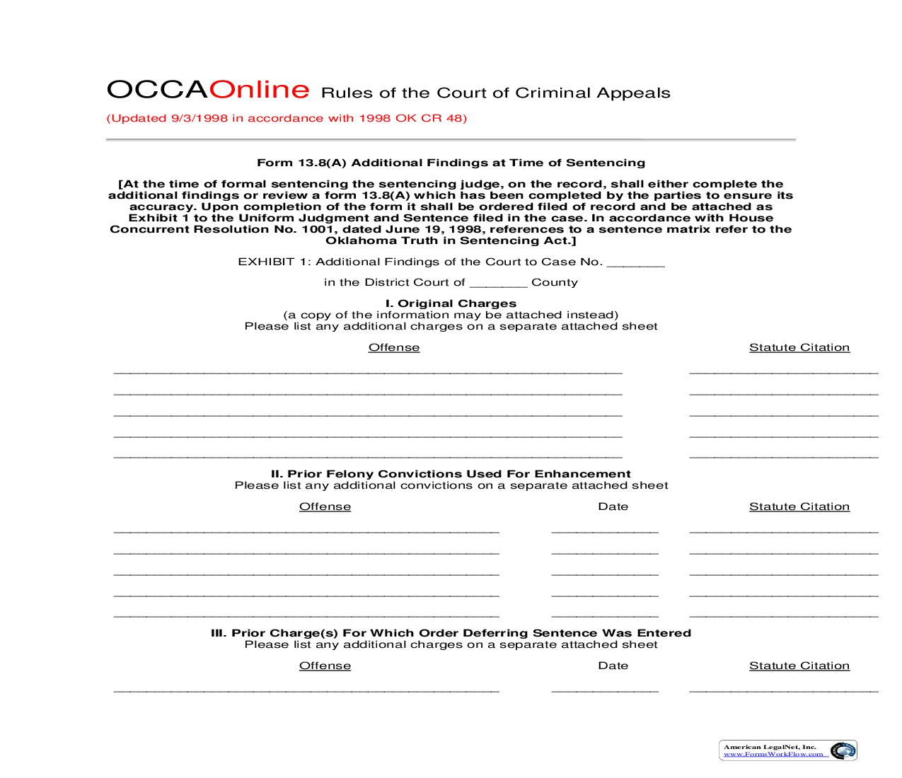 Additional Findings At Time Of Sentencing {13.8(A)} | Pdf Fpdf Doc Docx | Oklahoma