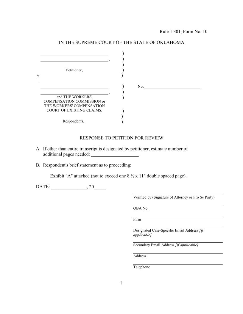 Response To Petition For Review {10} | Pdf Fpdf Doc Docx | Oklahoma