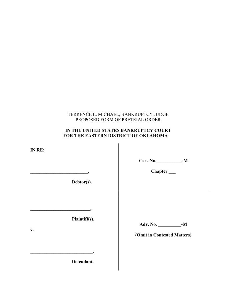 Pretrial Order {9072-1(C)} | Pdf Fpdf Docx | Oklahoma