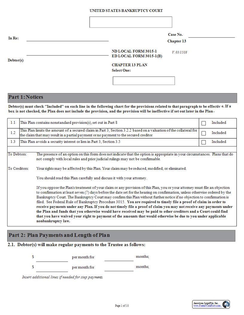 Chapter 13 Plan {3015-1} | Pdf Fpdf Docx | Oklahoma