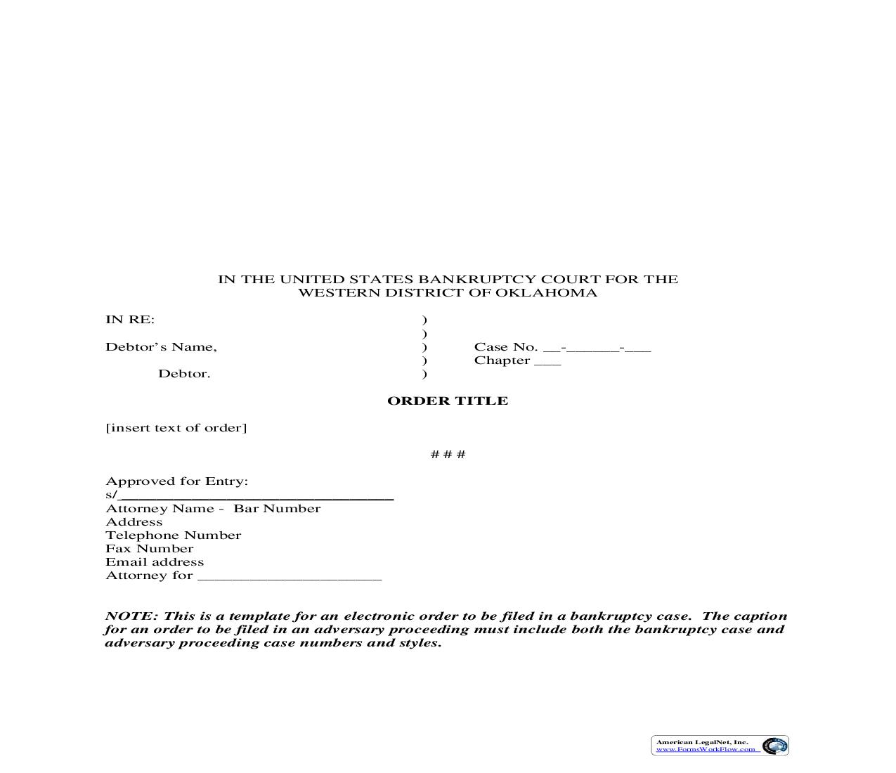 Order Template | Pdf Fpdf Doc Docx | Oklahoma