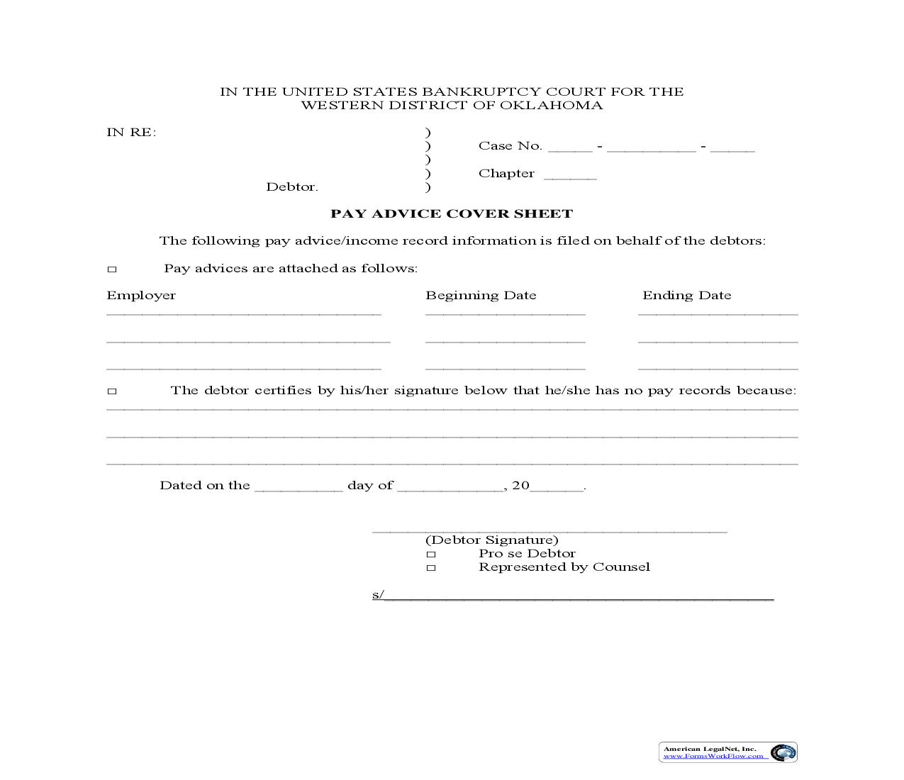 Pay Advice Cover Sheet | Pdf Fpdf Doc Docx | Oklahoma