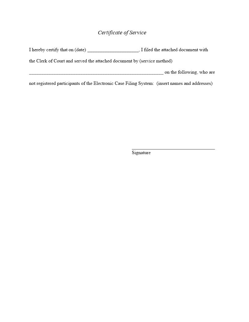 Certificate Of Service | Pdf Fpdf Doc Docx | Oklahoma