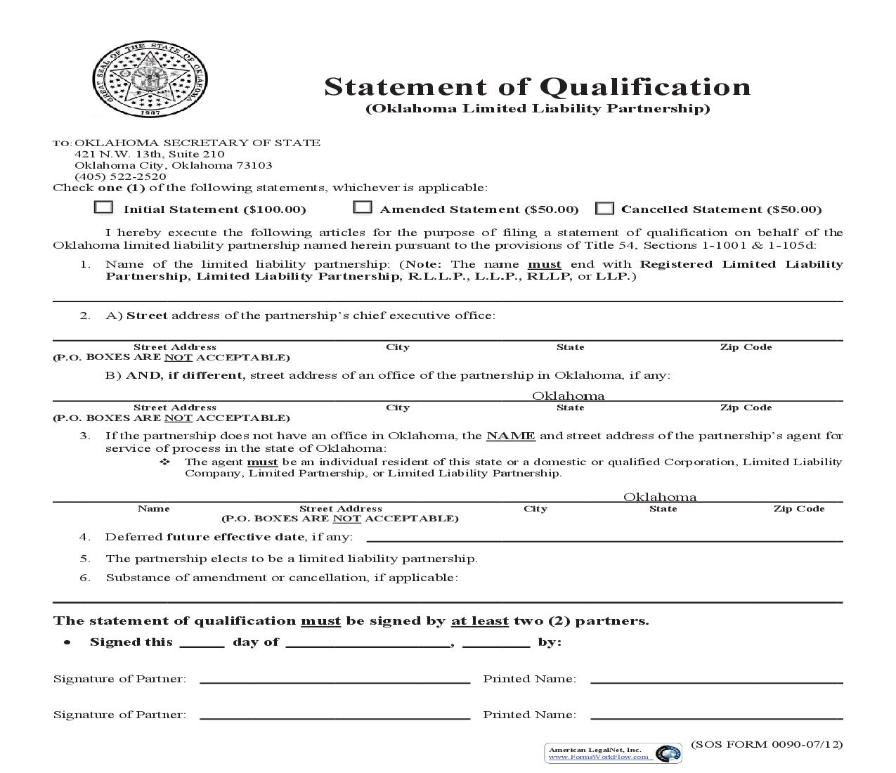 Statement Of Qualification {0090} | Pdf Fpdf Doc Docx | Oklahoma