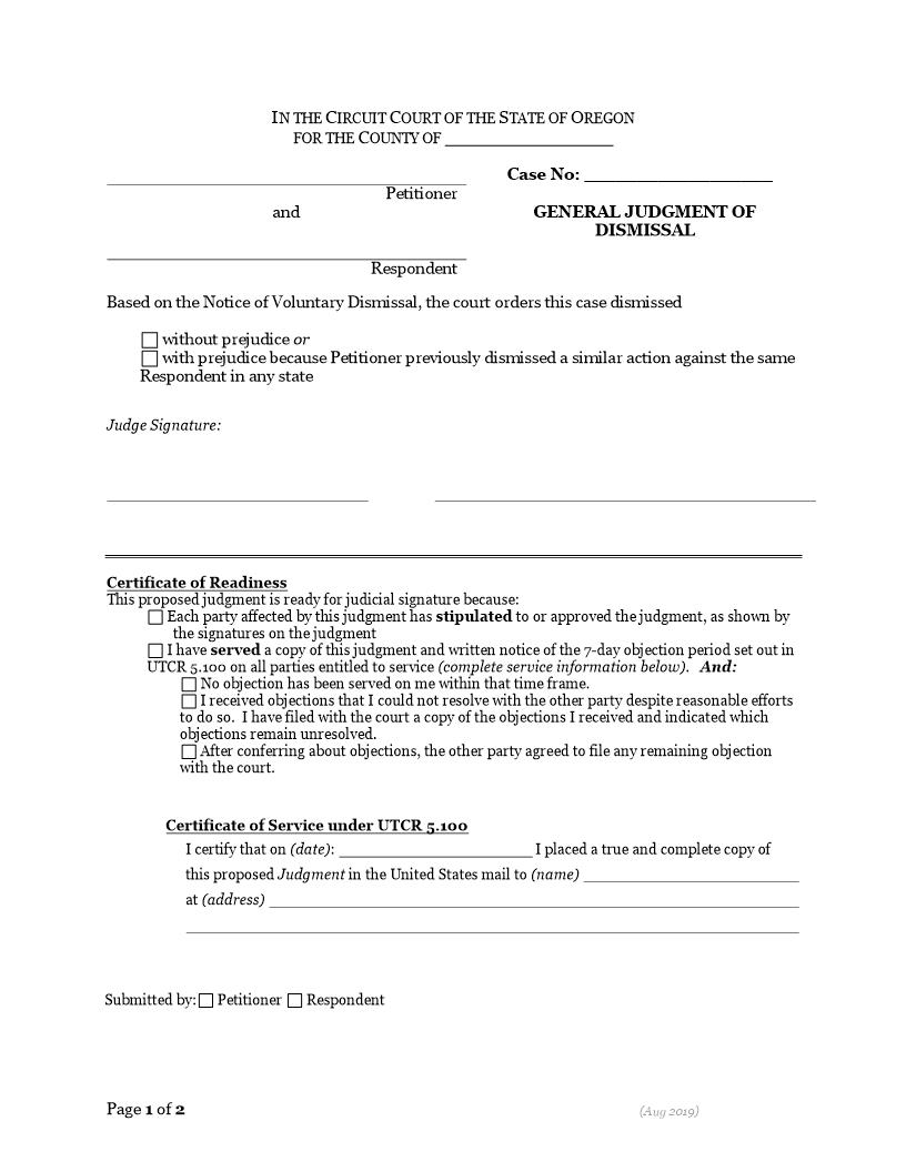 General Judgment Of Dismissal | Pdf Fpdf Docx | Oregon